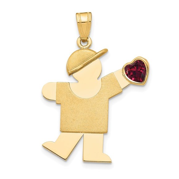 Million Charms 14k Yellow Gold Boy with CZ January Birthday Month CZ Stone Charm